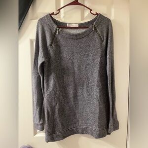 ann taylor LOFT women’s gray crewneck sweater with zipper accents